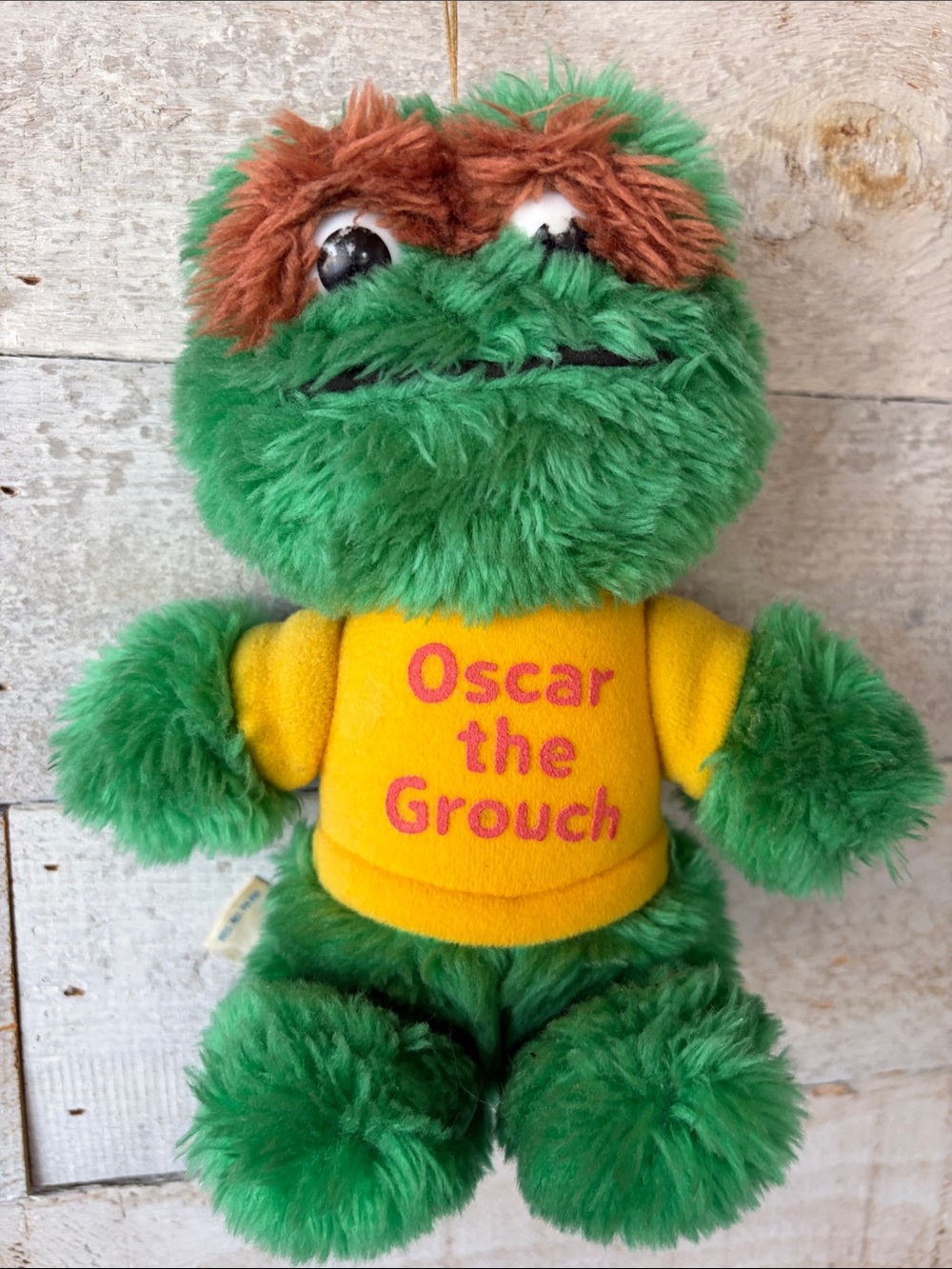 Vintage 1980s Hasbro Softies Oscar the Grouch Sesame Street Plush Made in Korea